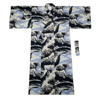 Kimono Yukata japonais – Motif Vague Hokusai