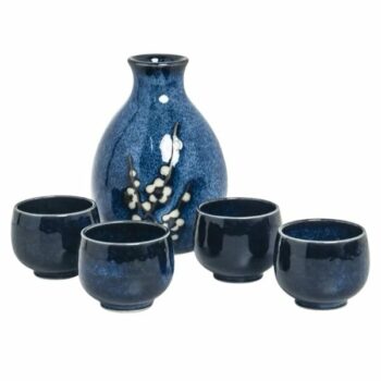 Coffret –  Ensemble à saké Hana Bleu – 5 pièces